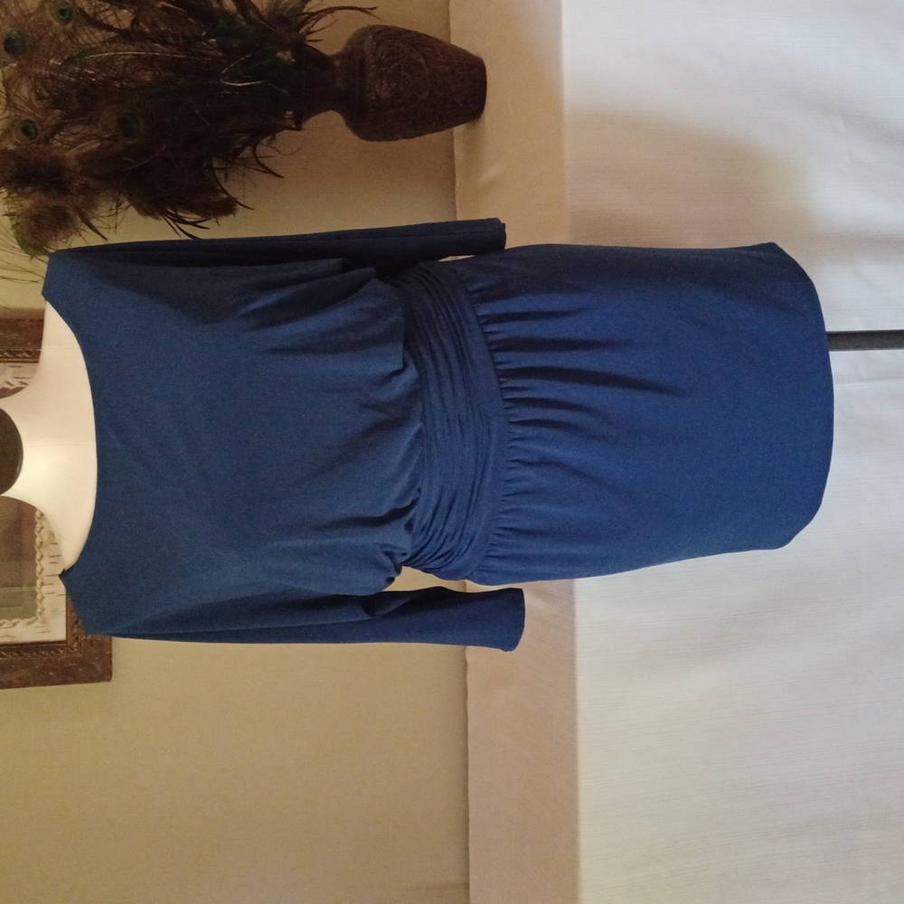 Sz 12 Evan Picone Teal Jersey Knit Above-the-knee Dress